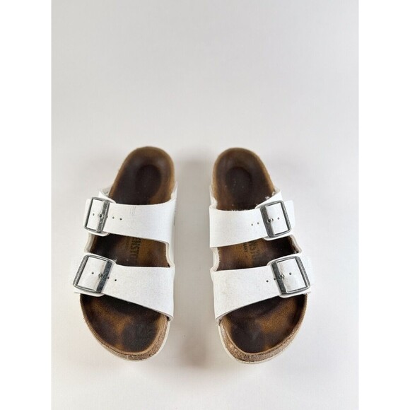 Birkenstock Mens Sandals Brown White Arizona Leather Slip On Flat Cork 38 US 10 main image 5